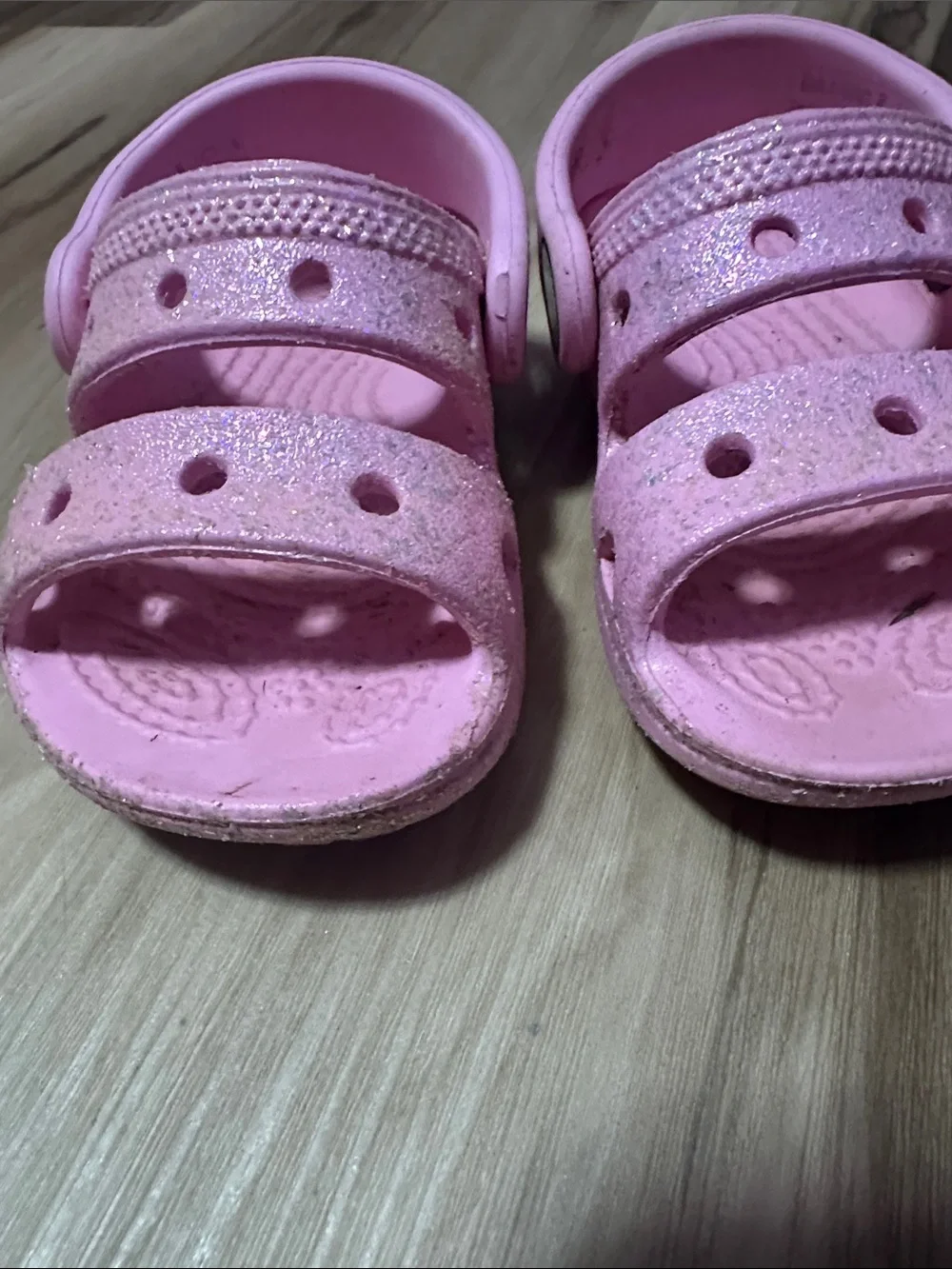 CROCS Pink Glitter Strap Kids Sandals
